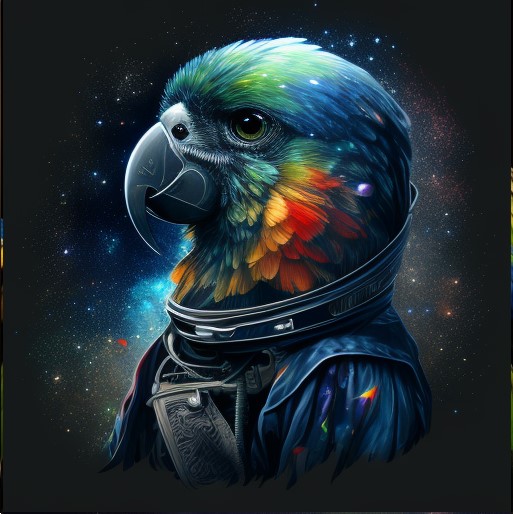 perroquet dans l'espace