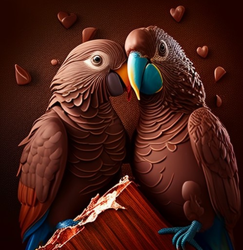2 perroquets en chocolat
