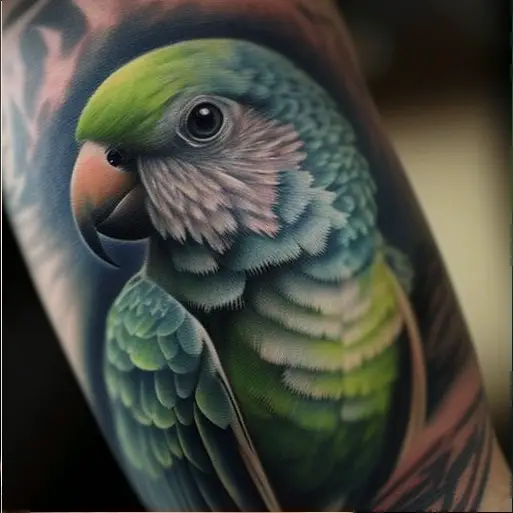 Tatouage de bras de perroquet Quaker
