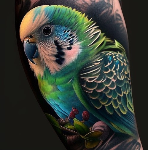 tatouage de perruche sur le bras